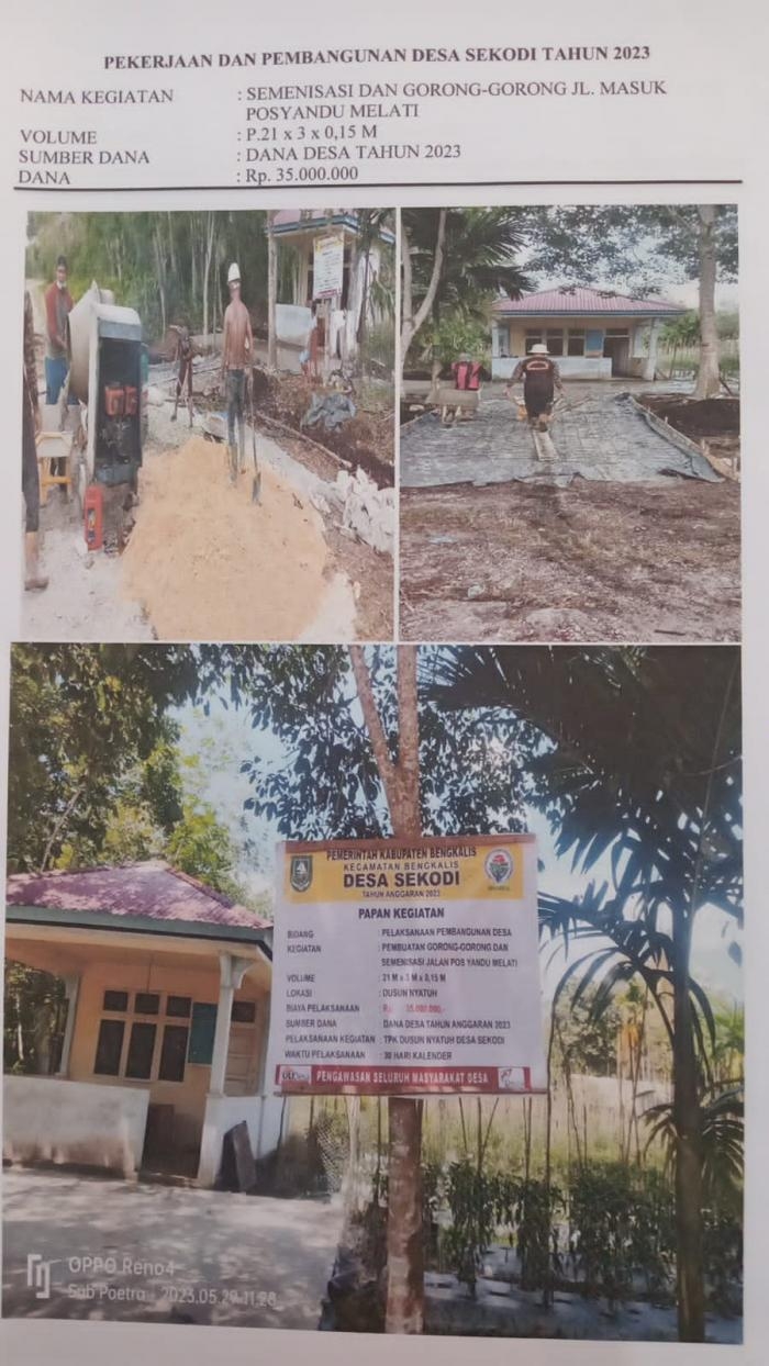 Pemerintah Desa Sekodi, Gesa Pembangunan Semenisasi Dan Parit Beton
