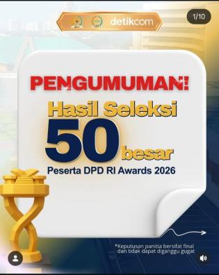 Banggakan Riau, Juwandi Lolos Top 50 Besar DPD RI Awards 2026 Bidang Seni dan Budaya